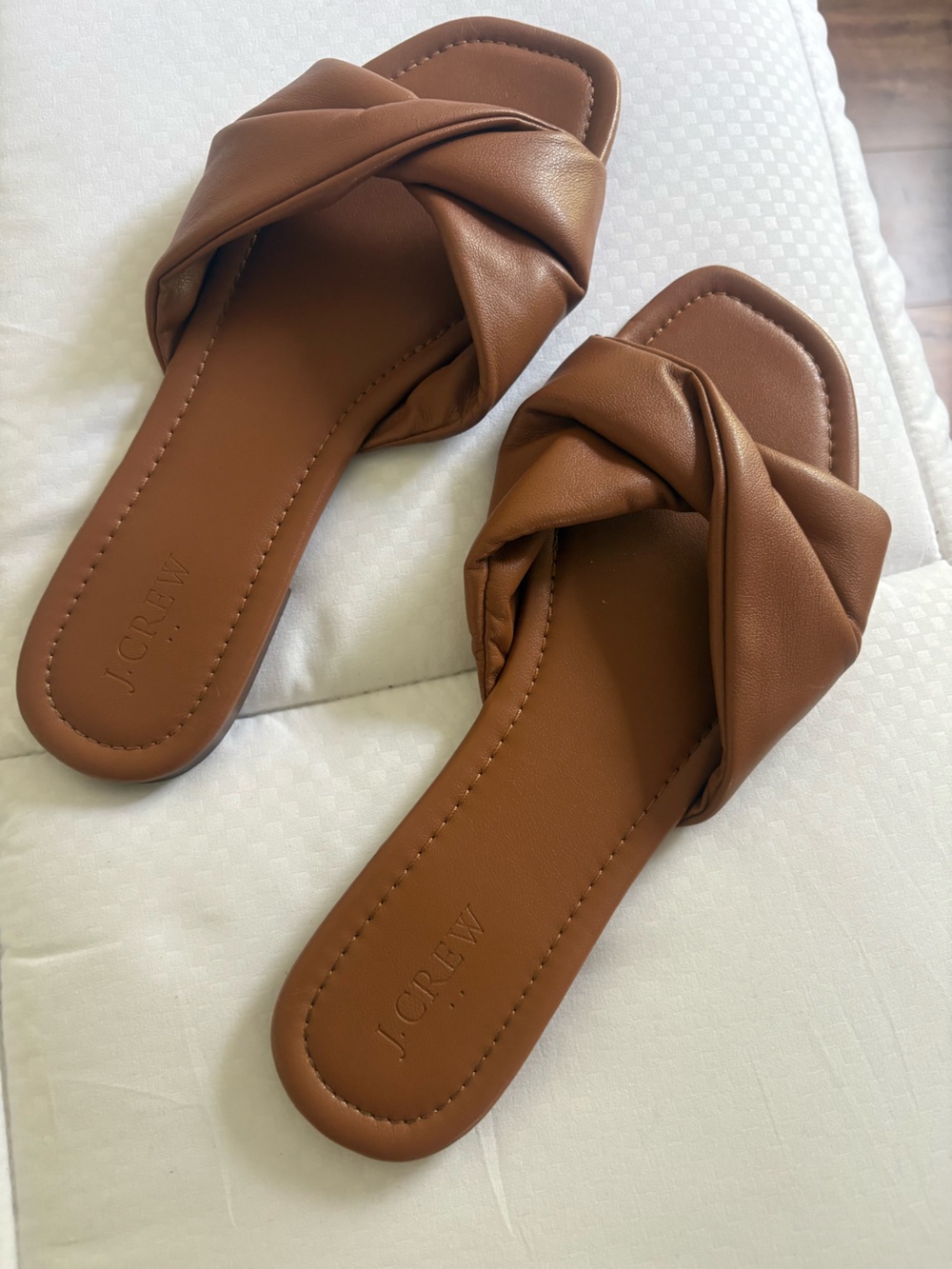 J. Crew Brown Knotted Slide Sandals